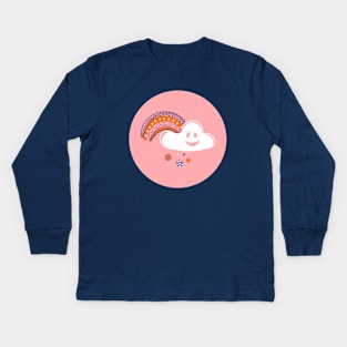 Happy cloud ghost with rainbow Kids Long Sleeve T-Shirt